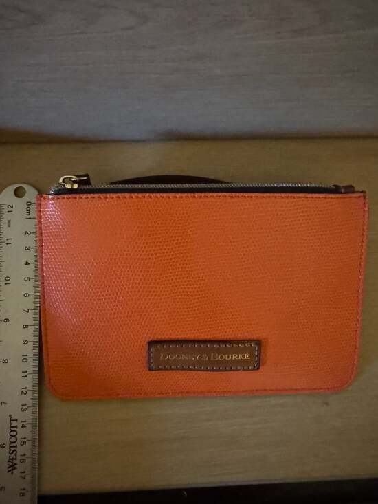 Dooney & Bourke Handbags - Dooney & Bourke Saffiano Leather Slim Zip Wristlet in Coral